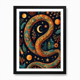 Snake In The Night Art Print