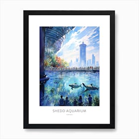 Shedd Aquarium 2 Chicago Watercolour Travel Poster Art Print