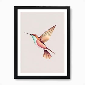 Anna S Hummingbird Retro Minimal 2 Art Print