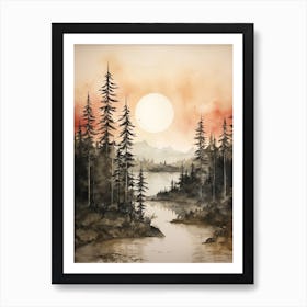 Watercolour Of Tongass National Forest   Alaska Usa 1 Art Print