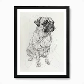 Pug Dog Line Sketch 2 Art Print