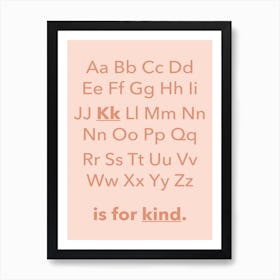 Abc Alphabet Kind Children's Pink Pastel Art Print