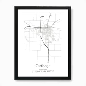 Carthage,United States Minimalist Map Art Print