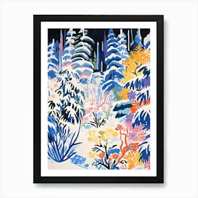 Winter Snow Snow Coniferous Forest Illustration 3 Art Print