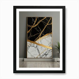 Gold And Black Marble Wall Art Art Print