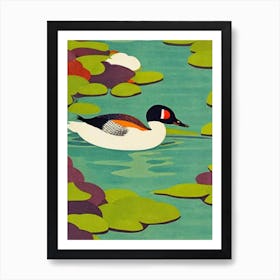 Grebe 2 Midcentury Illustration Bird Art Print