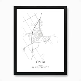 Orillia,Canada Minimalist Map Art Print