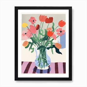 Tulip Bouquet Flower Illustration 1 Art Print