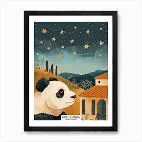 Giant Panda Looking At A Starry Sky Poster 1 Art Print