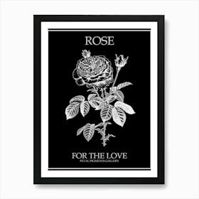 Black And White Rose Line Drawing 11 Poster Inverted Art Print