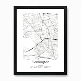 Flemington,Australia Minimalist Map Art Print