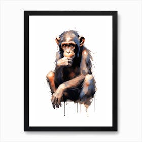 Playful Thinker Monkey Watercolour Painting 3 Art Print