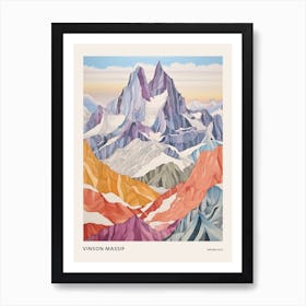 Vinson Massif Antarctica 1 Colourful Mountain Illustration Poster Art Print