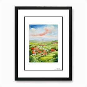Green plains, distant hills, country houses,renewal and hope,life,spring acrylic colors.47 Art Print