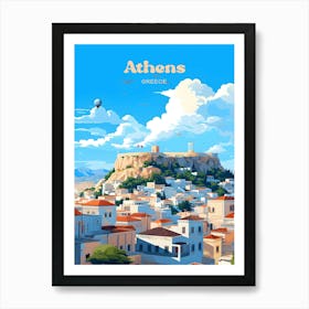 Athens Greece Travel Illustration Art Art Print