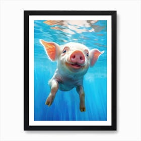 Cute Baby Piglet in the Water Art Print