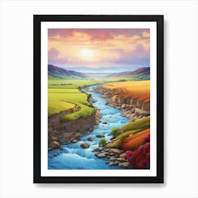 Landscape With River Art Print