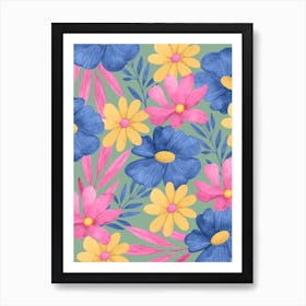 Watercolor Spring Flowers 1 Poster