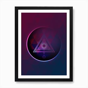 Geometric Neon Glyph on Jewel Tone Triangle Pattern 303 Art Print