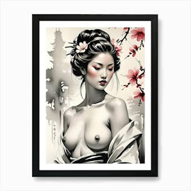 Geisha Nude Japanese Art Art Print