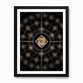 Geometric Glyph Radial Array in Glitter Gold on Black n.0058 Art Print
