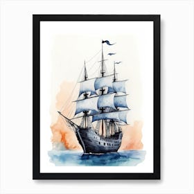 Sailing Ships Watercolor Painting (23) Art Print