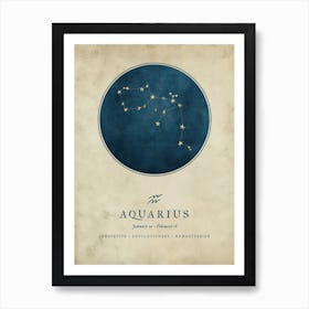 Astrology Constellation and Zodiac Sign of Aquarius  Art Print