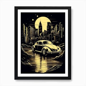 Volkswagen Beetle City Illustration 3 Art Print