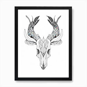 Animal Skull Line 2 Drawing Art Print