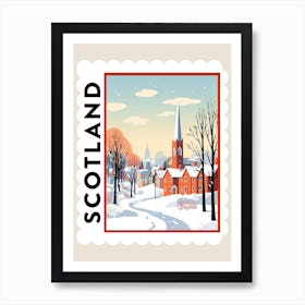 Retro Winter Stamp Poster St Andrews United Kingdom Art Print