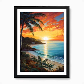 Sunkissed Painting Of Coral Bay Beach Australia 2 Art Print