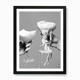 Keep Em Coming Champagne Black And White Art Print