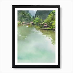 Cat Ba National Park Vietnam Water Colour Poster Art Print