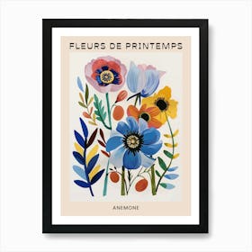 Spring Floral French Poster  Anemone 1 Art Print