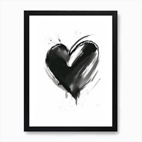 Joyful Heart Symbol Black And White Painting Art Print