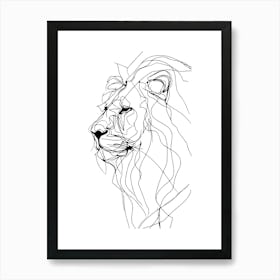 Lion Head Minimalist One Line Illustration Art Print