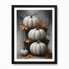 White Pumpkins Moody Dark Fall Decor | Neutral Tones Halloween Art | Spooky Cottagecore Prints | Witchcraft Feature Wall Autumn Witchy HD Art Print