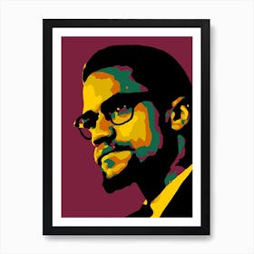 Malcolm X in Colorful Abstract Pop Art Illustration Poster