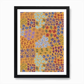 Ditsy Flowers Yellow Art Print