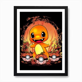 Charmander Spooky Night - Pokemon Halloween Art Print