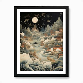 Tsunami Waves Japanese Illustration 4 Art Print