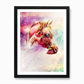 Horse Drawing Art Illustration In A Photomontage Style 19 Art Print