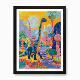 Colourful Abstract Dinosaur Pattern Painting Art Print