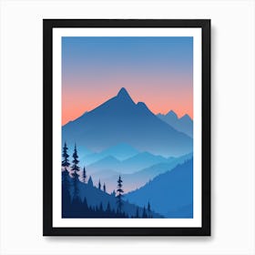 Misty Mountains Vertical Composition In Blue Tone 206 Art Print