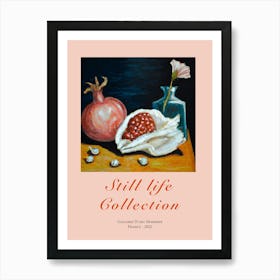 Still Life Collection Pomegranate And Sea Shell Art Print