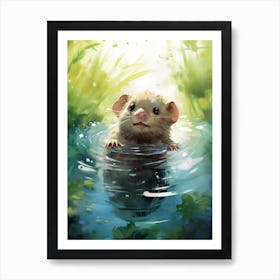 Adorable Chubby Swimming Possum 3 Art Print
