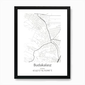 Budakalasz,Hungary Minimalist Map Art Print