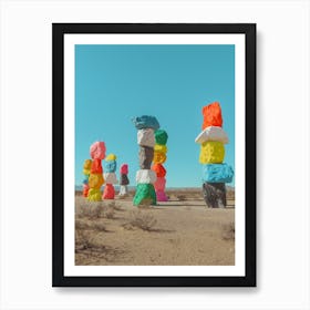 Seven Magic Mountains With Blue Sky In Las Vegas Nevada Art Print