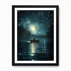 Starry Night In A Boat Art Print