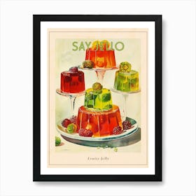 Fruity Jelly Retro Cookbook Illustration Inspired 2 Poster Art Print